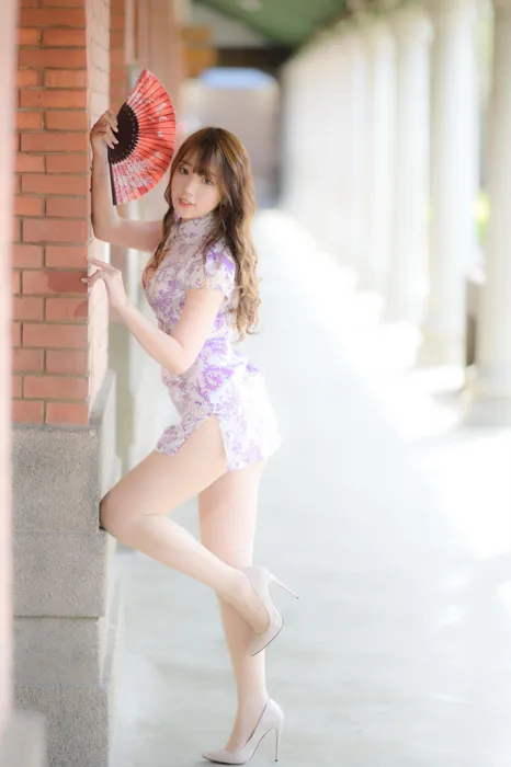 [Mzsock] NO.040 Listening Cheongsam, stockings, high heels and beautiful legs, outdoor shot street photography#[87P]-3