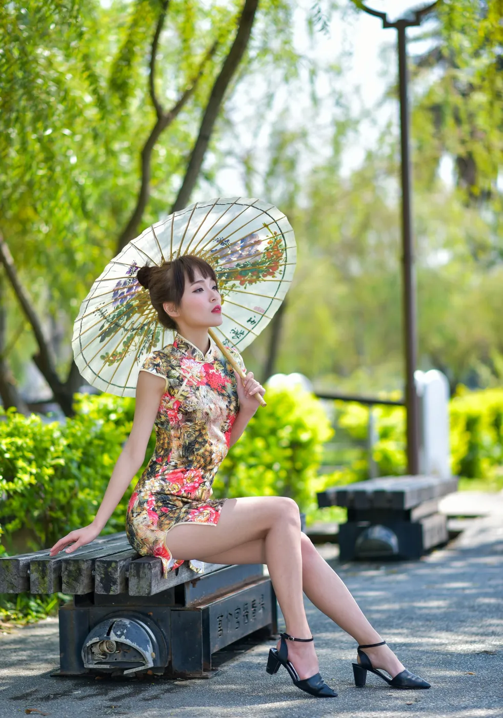 [Mzsock] NO.189 Miao Wanyu floral short cheongsam with high heels and beautiful legs street photography#[68P]-33